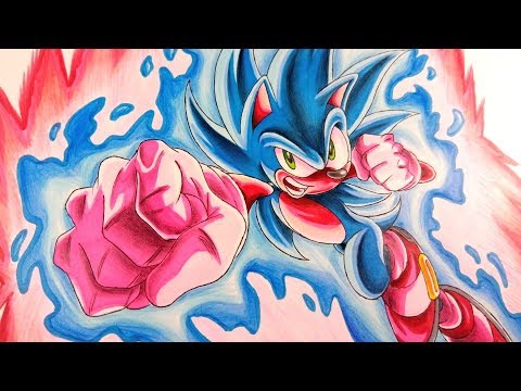 Super Sonic Blue Kaioken Rises! (Drawing)