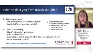 What to do if you have Frozen Shoulder? – Adhesive Capsulitis - by Dr Ruth Delaney, UPMC SSC