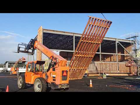 Hoisting an exterior panel at the Warrenton Middle School Project