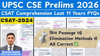 UPSC CSAT Comprehension In Hindi | CSAT 2024 | 100% Accuracy with Elimination Methods &amp; Tricks |