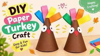 DIY Cute Paper Turkey Craft 🦃 | Easy Thanksgiving Craft for Kids