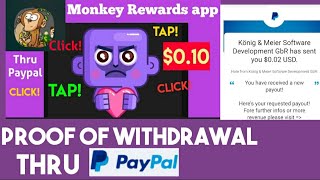 Proof of Withdrawal Monkey Rewards app kumita sa pagtap! tap! lang. $0.02 pwde na mawithdraw. screenshot 3