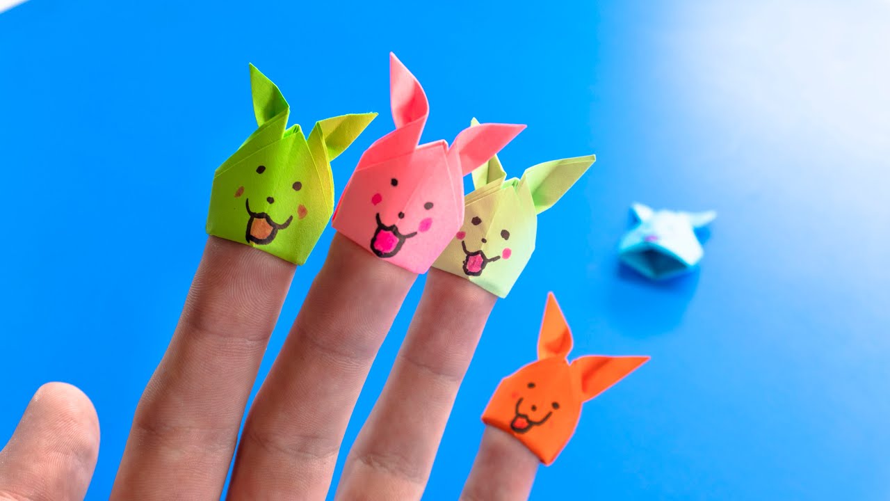 Puppet Rabbit Origami How to Make a Paper Bunny Finger Puppet - origami - YouTube
