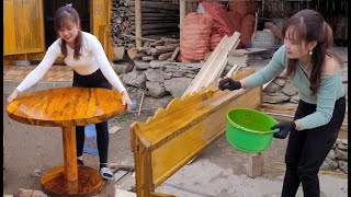 a spacious bed and wooden table that I made and how I tamed wild bees to raise