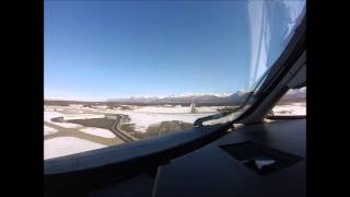 Cockpit view of a heavyweight C-17 Takeoff. Elmendorf AFB.