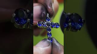 Cruz de Plata esterlina con Zafiros    /    Sterling Silver Cross with Sapphires #shorts #handmade