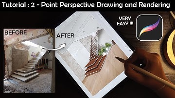 How to create a 2- Point Perspective Interior conceptual sketch using Procreate? Tutorial . #art