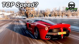 Now on top speed gameplay... this car is a "laferrari" in forza
horizon 4. "no upgrade" power- 963 hp, torque- 900 nm, weight- 1375 kg
speed: "1:57" ""i ...