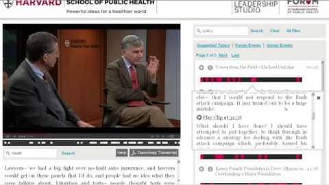 Harvard School of Public Health: Case Study of Searchable Interactive Video Transcripts