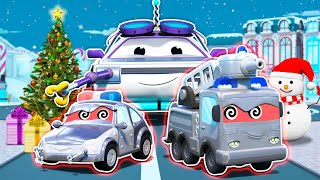 Gemene ROBOT Team heeft Kerstmis gestolen!  SUPER REDDINGSTEAM Stopt ze! - Super Truck Transformeert