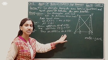 AREAS OF PARALLELOGRAMS AND TRIANGLES : THEOREM 9.3 CHAPTER 9 CBSE NCERT (DAY204) | MATHS CLASS 9
