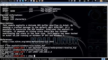 Unicode SEH buffer overflow in Achat
