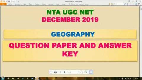 UGC NET DECEMBER 2019 | GEOGRAPHY QUESTION PAPER AND [ANSWER KEY]