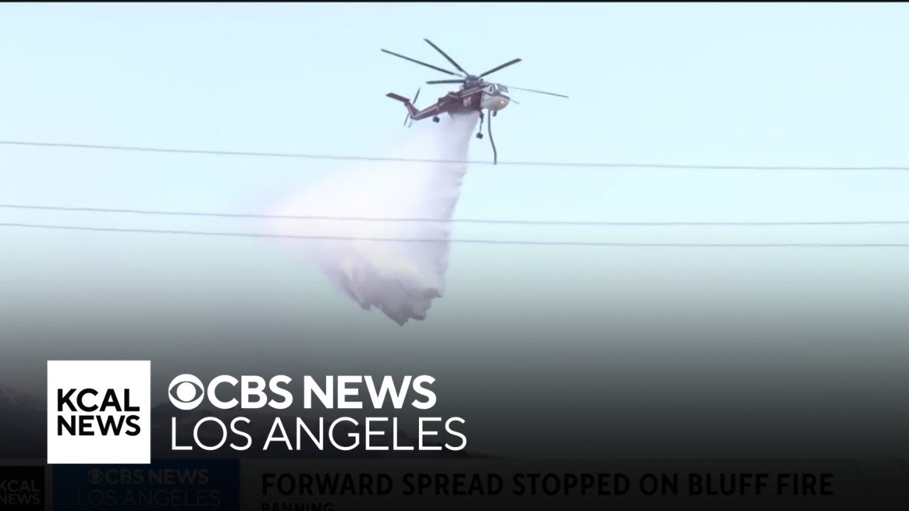 Crews stop forward progress of 50-acre brush fire in Banning - YouTube