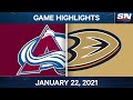 NHL Game Highlights | Avalanche vs. Ducks - Jan. 22, 2021