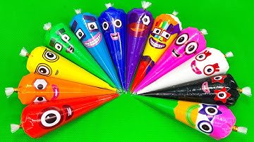 Rainbow SLIME 🌈 Looking Numberblocks, Alphablocks, Alphabet Lore with Piping Bags! ASMR