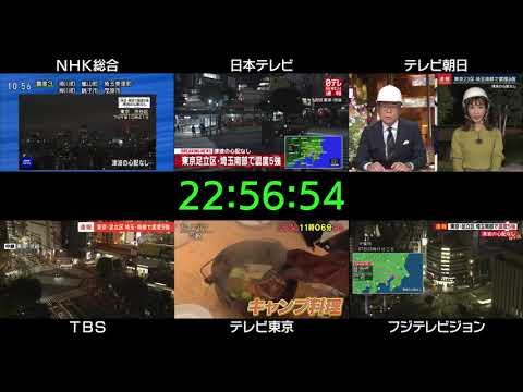 2021/10/07 千葉県北西部 (関東 震度5強)での地震　各放送局【主要各局同時映像記録】