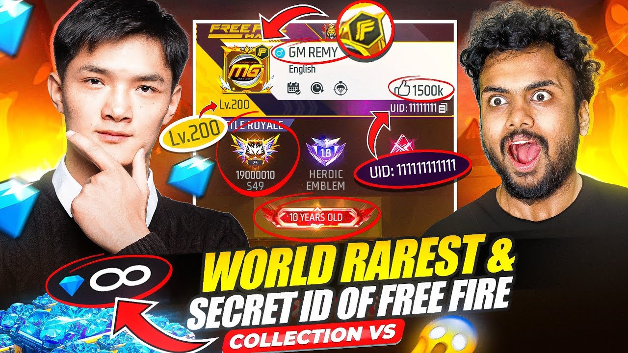 Worlds Rarest id of Free Fire 111111 Gm Remy Id Collection Vs 😱 - Garena Free Fire Max 