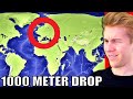 What if World Sea Level Dropped One Thousand Meters?