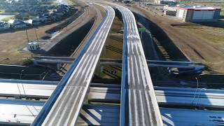 Drone video of icy freeways in Houston