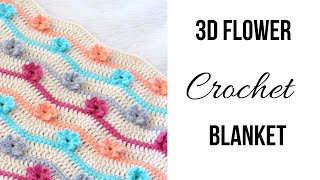 Crochet Afghan Pattern With 3D Flowers