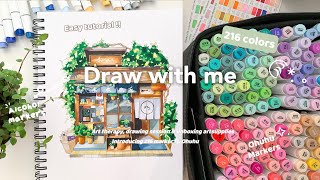 Draw With Me - Unboxing 216 Ohuhu alcohol marker and coloring process