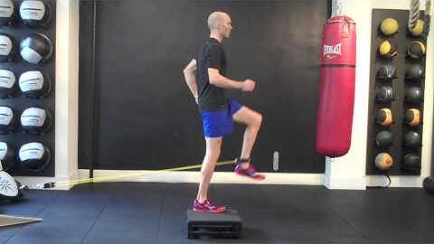 Step Up + Resisted Hip Flexion with Tubing | Chris Johnson PT