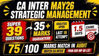 CA INTER MAY26 STRATEGIC MANAGEMENT 1.5 EXAMS DAYS STRATEGY || SUPER-39 : 35+ marks gurantee