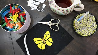 Tis time to work on the stained glass skirt
Were gonna cut out a felt butterfly, woot woot! Tis time to work on the stained glass skirt