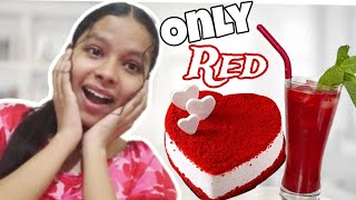 Eating only RED❤️food for 24 hours!!challenge||hindi funny challenge||24 hours challenge||Hindi