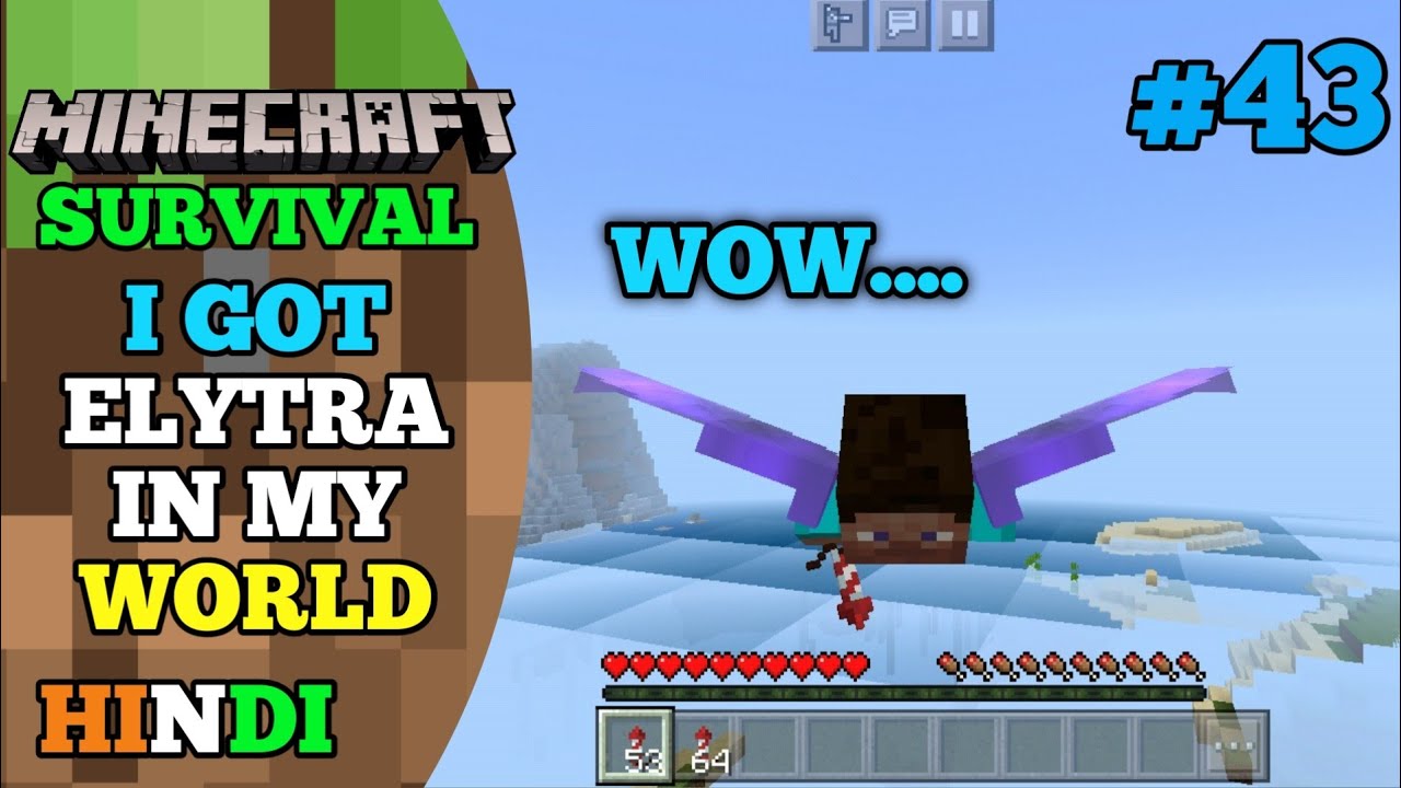#43 | Minecraft | 🤩 I Got Elytra In My World | Hindi | Survival | Mcpe ...