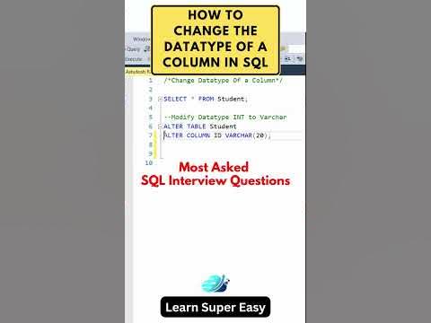 How to Change the Datatype of a Column in SQL | #sql #sqltips # ...