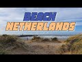 Beautiful beach of Scheveningen in The Netherlands with bike paths 4K ASMR