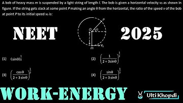 neet 2025 q 7 A bob of heavy mass m is suspended by a light string of length l. The bob is given a