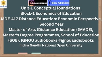 Unit-1 Conceptual foundations Block-1 MDE-417 MADE SOE IGNOU #ignouassignment #ignouaudiobooks