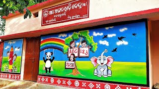 Complete Anganwadi Wall Painting Dina Art/How to Anganwadi Drawing Painting Dina Art