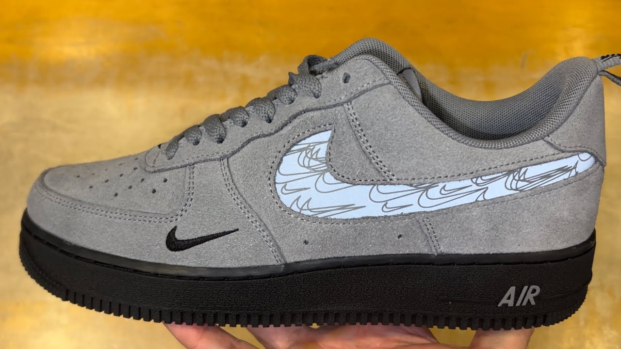 Nike Air Force 1 Low Reflective Swoosh Grey Shoes 