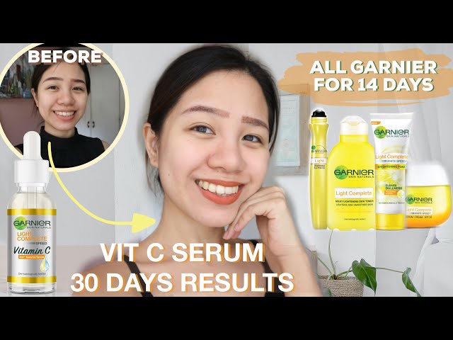 Subjektiv vækstdvale undervandsbåd Garnier Vitamin C Serum 30 DAYS UPDATE review + Garnier Skin Care Routine  for 14 days Philippines - YouTube