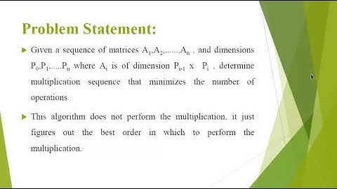 Chain Matrix Problem using Dynamic Programming Part 1