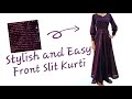 Stylish and Easy Front Slit Kalidar Umbrella Cut Kurti| Open Umbrella Cut Kurti| Saree Reuse