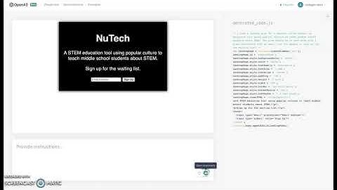 OpenAI Codex Demo Converting Natural Language into a Landing Page