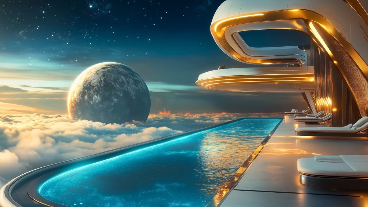 Infinity Sky Pool – Relaxing Sci-Fi Water & Ambient Space Music | 4K Ultra HD | 5 Hours