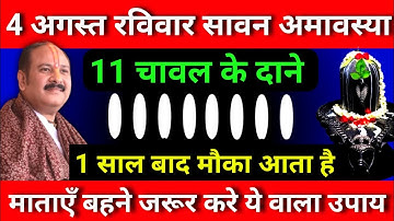 4 अगस्त रविवार सावन हरियाली अमावस्या को 11 चावल दाने का उपाय ज़रूर करे || Pradeep Ji Mishra