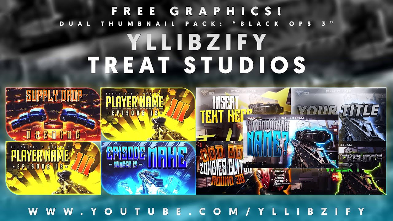 Free Graphics: Photoshop YouTube Thumbnail - Black Ops 3 Template Pack #4 by @YLLiBzify & @TreatJMB