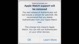 Apple Watch support will be removed (Microsoft Authenticator)