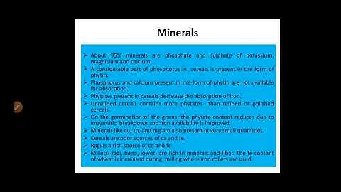 Composition and nutritive value of cereals