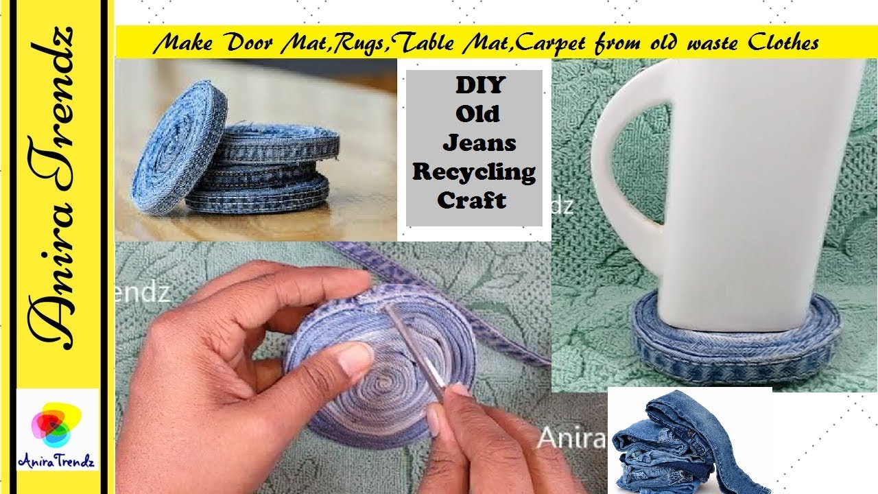 Old Jeans Recycling Make Door Mat Rugs Table Mat Carpet From Old