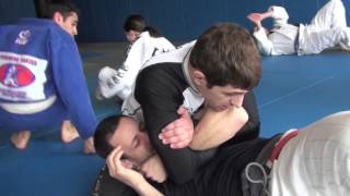 Jiu jitsu black belts ,joseph capizzi and anthony buckwitz of team
renzo gracie- nycbjj ,demonstrate a new submission hold that attacks
the fore arm.