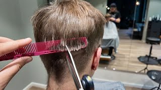 Textured, Fluffy Scissor Haircut ASMR, Microphone On Scissors, Neck Shave, No Talking, No Clippers.
