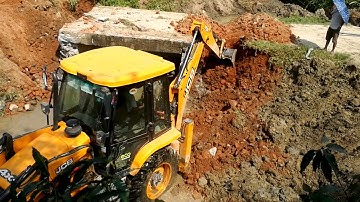 JCB Backhoe Machine Trying To Break Concrete Bridge/JCB 3Dx Working For New Bridge Construction - 2